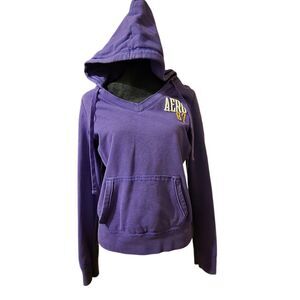 Y2K Aeropostale Large Hoodie Sweatshirt Purple Kangaroo Pocket Vintage 2009